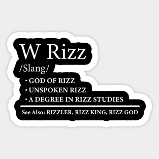 W Rizz Meaning Definition Funny Meme Quote Sticker